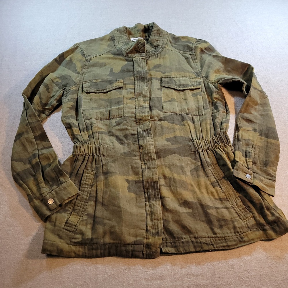 Splendid Utility Jacket Womens Small Green Camo Excellent Cotton Field Coat 769